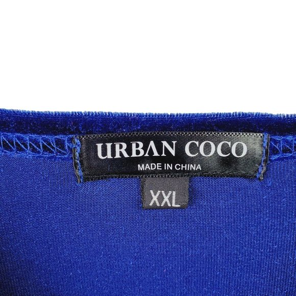 Urban Coco Blue Velour Long Sleeve V-Neck Maxi Evening Gown, XXL, NWOT - Picture 9 of 11